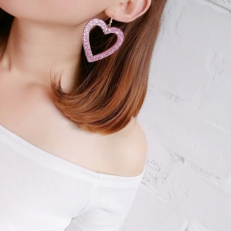 Glitter Heart Earrings