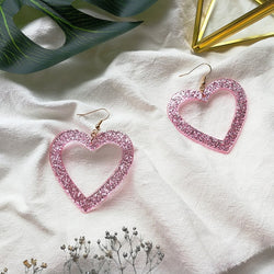 Glitter Heart Earrings