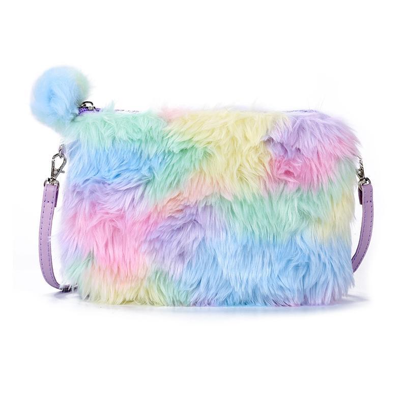 Rainbow Fur Purse