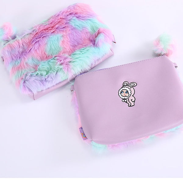 Rainbow Fur Purse