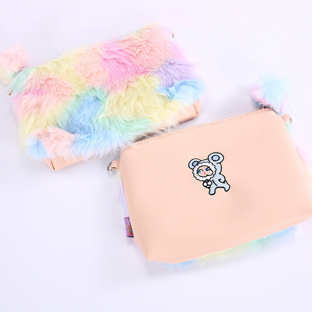 Rainbow Fur Purse